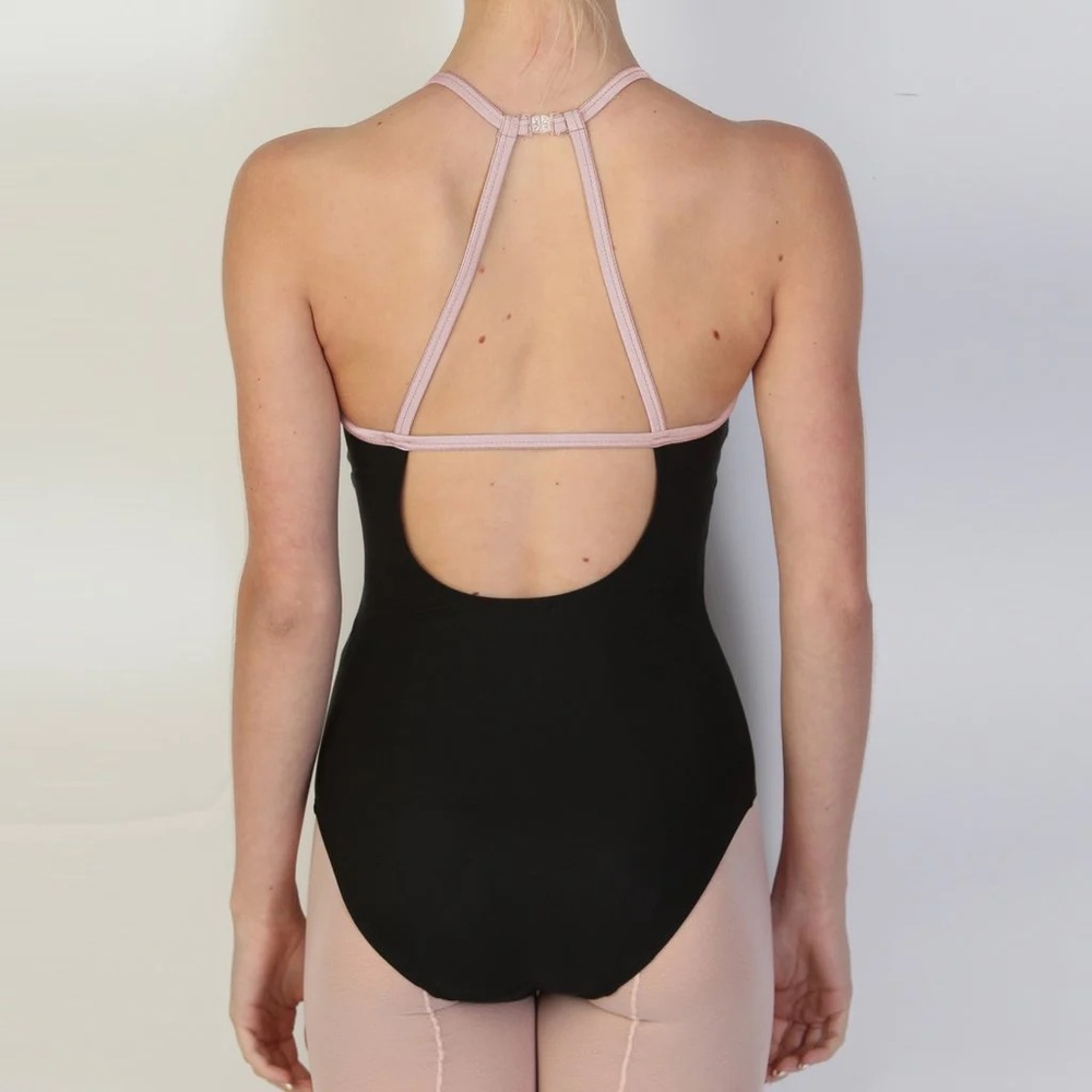 Bullet Pointe X Front Leotard - Pink Trim in Large